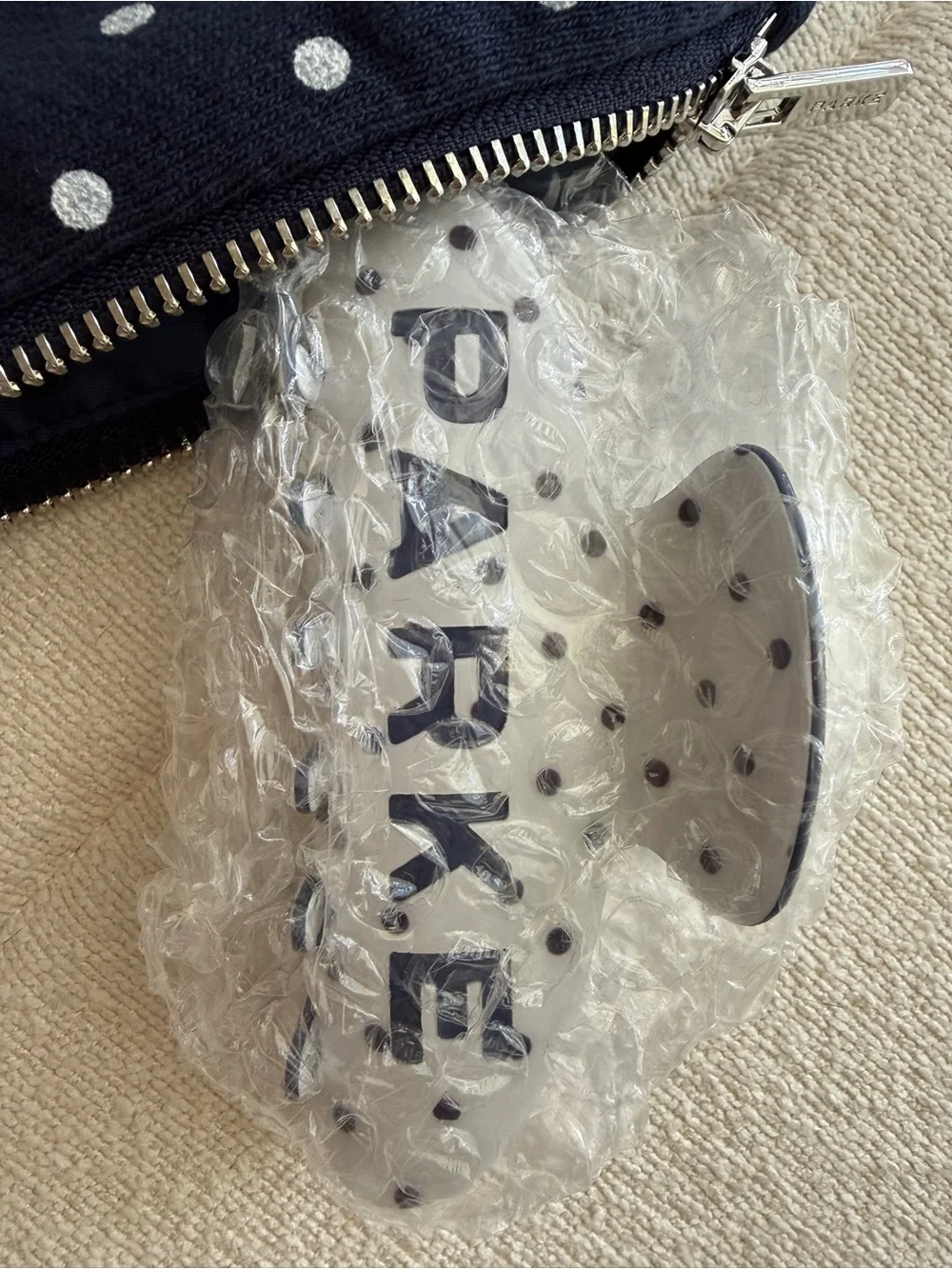 PARKE Claw Clip - Denim + White Polka Dot